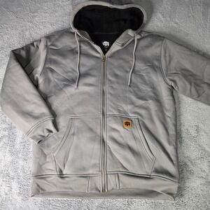 Buffalo Outdoors Mens XL Full Zip Hoodie Gray Sherpa Lined Heavyweight Jacket